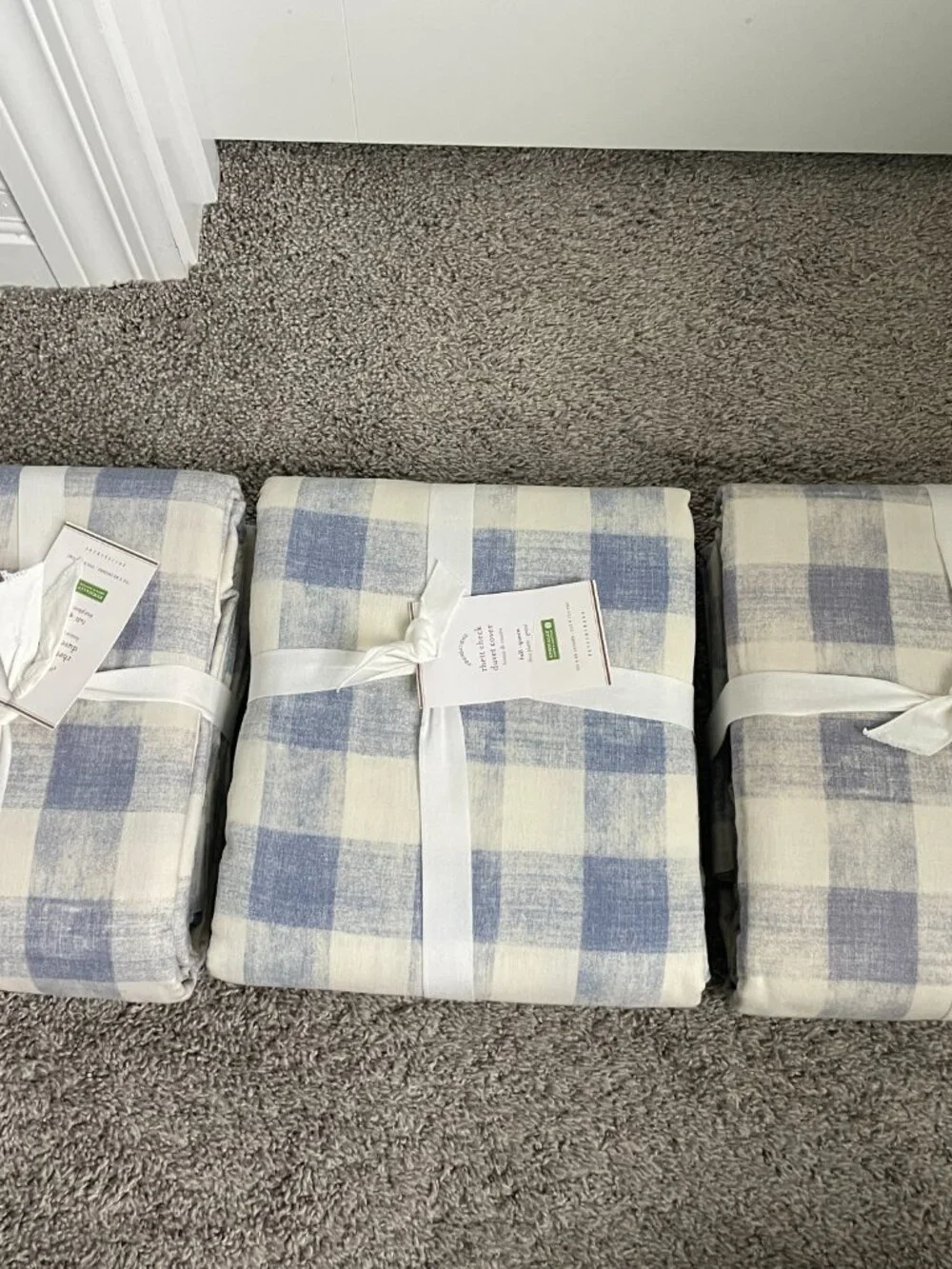 NWT Pottery Barn Rhett Check Duvet Cover in blue - Full/Queen